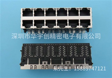 RJ45 90°DIP 2X6 帶燈帶彈