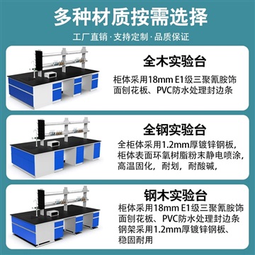 實驗臺實驗室工作臺全鋼木中央邊臺通風櫥柜學生試驗化