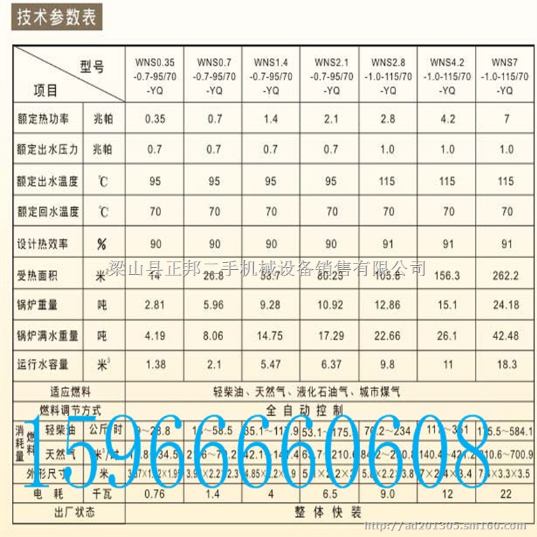 二手设备WNS型全自动燃油、燃气承压热水锅炉