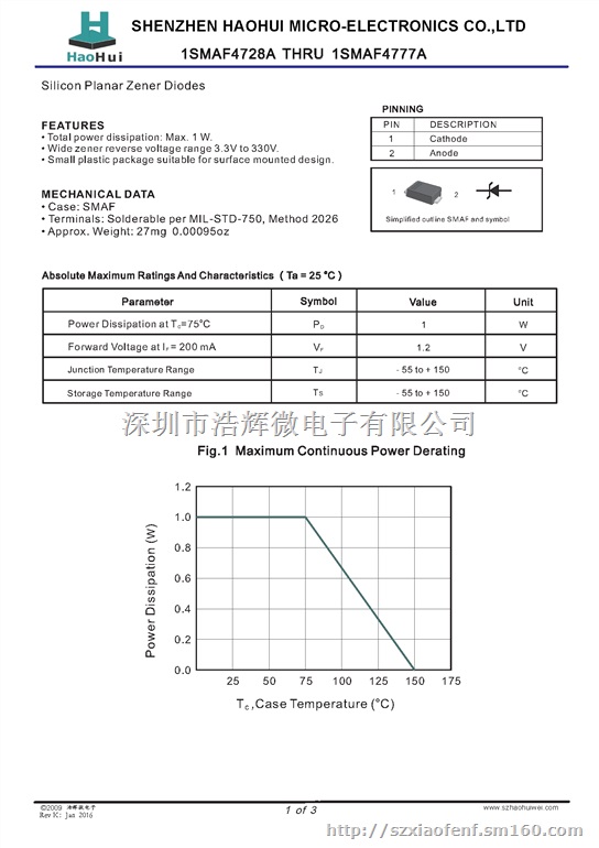 供应1SMAF4733A超薄稳压二极管SMAF