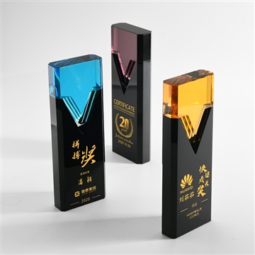 制胜奖牌 琉璃V字形奖杯 水晶奖杯定制 厂家直销