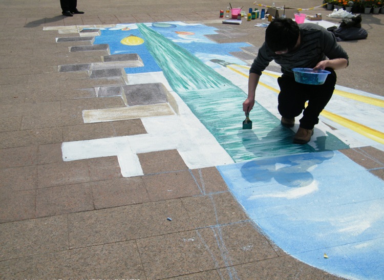 3d墙绘地画 营销中心广场立体手绘地画 价格合理