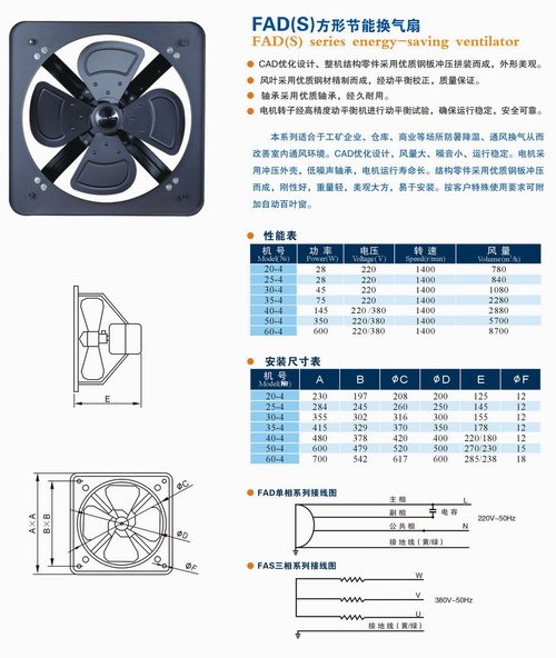 九洲普惠FAD-20节能方型换气扇