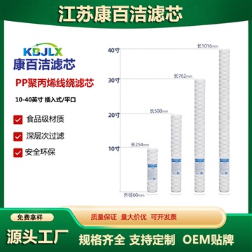 10寸线绕滤芯PP聚丙烯缠绕式滤芯电镀厂污水处理P