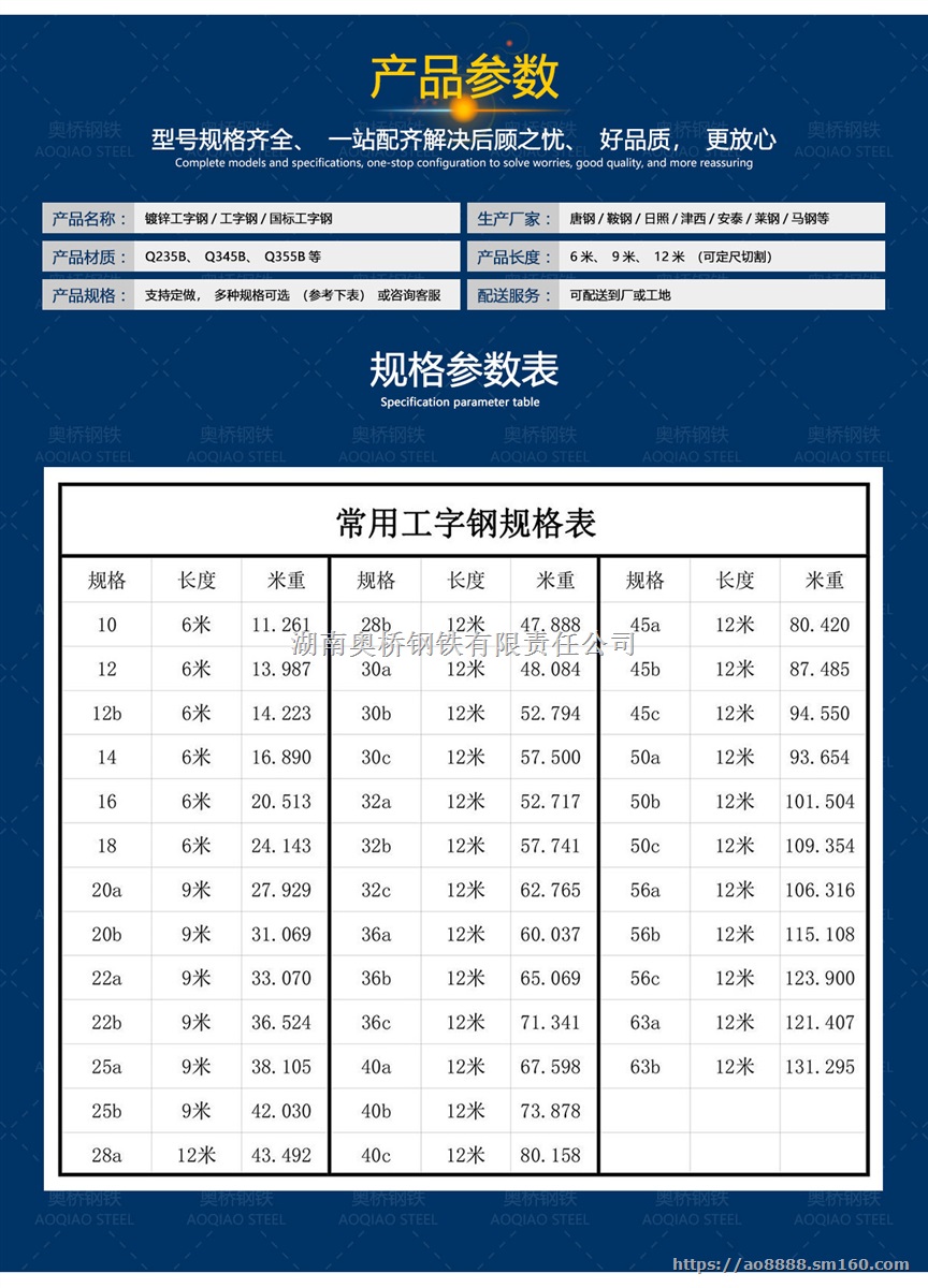 现货供应型材镀锌工字钢（可定尺）